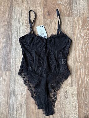 Showpo Black Lace Bustier Bodysuit